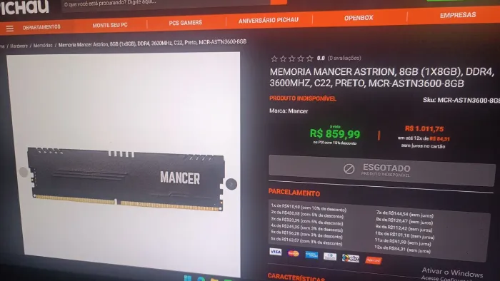 Memória ram ddr4 mancer astrion