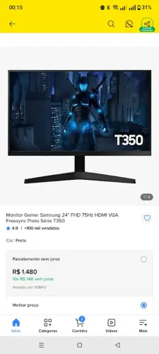 Monitor Samsung 24 Full HD gamer