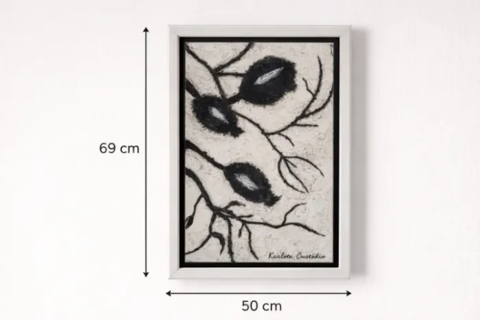 Quadro Abstrato Assinado com Textura - Karlota Custódio | 69x50