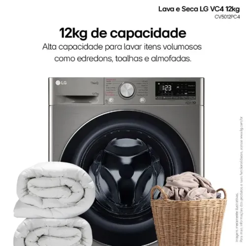 Lava e Seca da LG Smart com Wi-Fi LG VC4 12kg Inteligência A