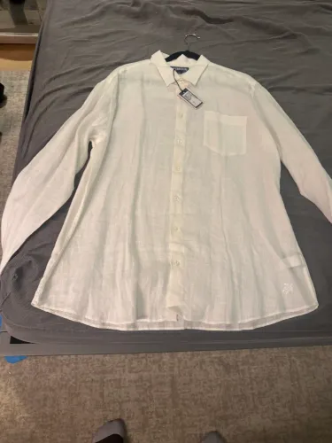 Camisa Masculina Vilebrequin Linho Branco XL - Nova com Etiqueta