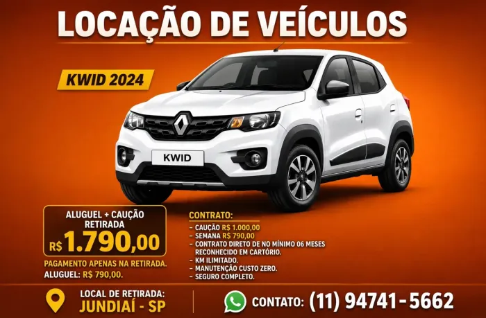 Veículo para Locação, Pronto para Rodar.