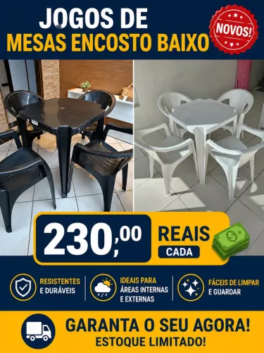 JOGOS DE MESAS ENCOSTO BAIXO