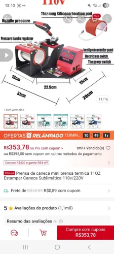 Máquina de sublimação de canecas