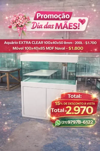 Aquário EXTRA CLEAR 100x40x50 (200L) - vidro 8mm