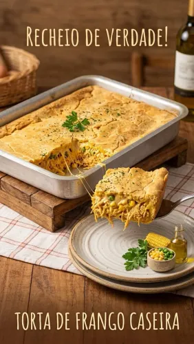 Torta de frango cremosa caseira