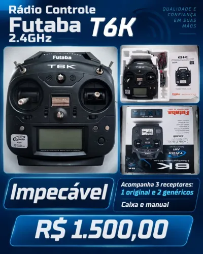 Radio controle Futaba T6K com 3 receptores