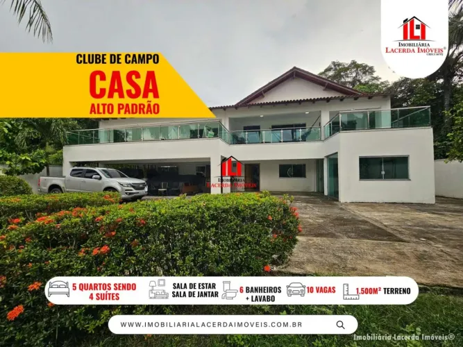Ponta Negra Clube de Campo, 25x60= 1.500m², Casa 5 quartos/suite, rampa e Marina