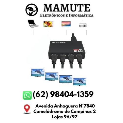 Splitter Hdmi Duplicador De Imagens 4x1 Reflete Imagem Para Até 4 Telas Copa Bar Televisão