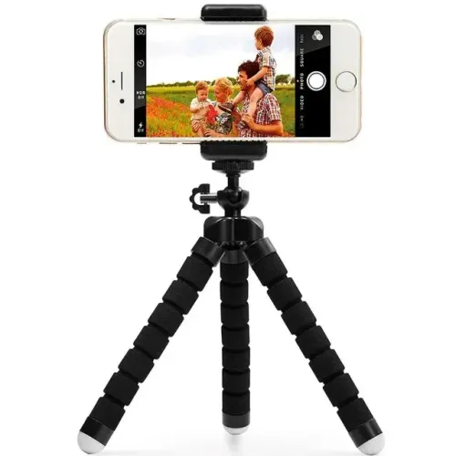 Tripé Portátil Mini Polvo com Suporte para Telefone (Novo)
