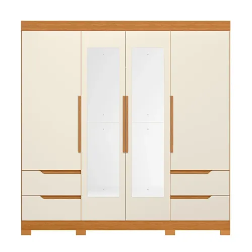 Guarda roupa 6 portas e 4 gavetas com espelho