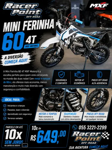 Mini Moto Ferinha 60f sem partida elétrica 2026 0km