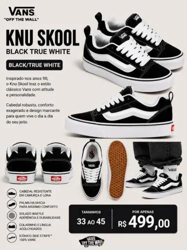 Tenis Vans Knu Skool Black True White