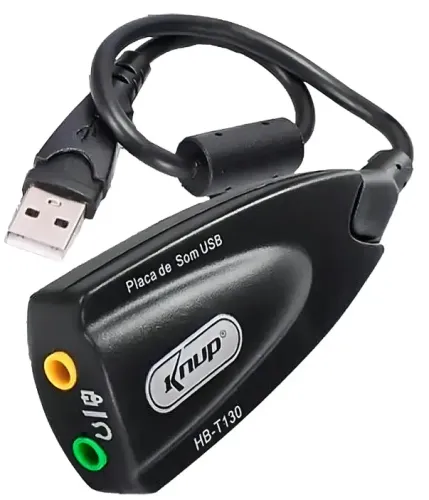 Adaptador de Áudio USB P2 som e microfone Placa Externa Preta PC Notebook
