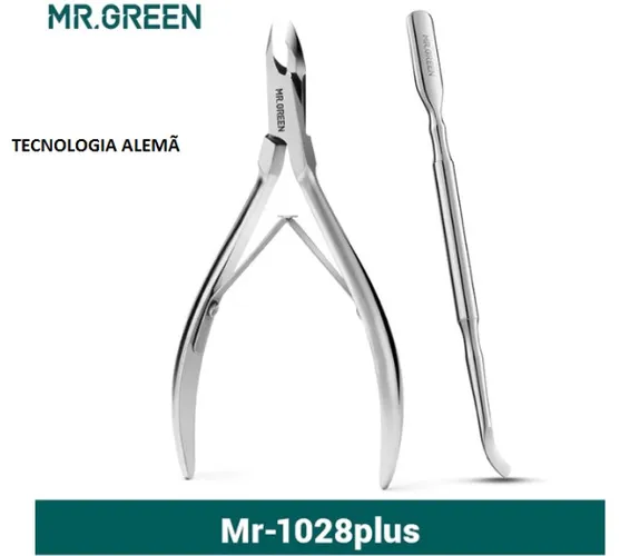 Alicate Unha Mr Green Luxo Aço Inox Profissional + Espatula (novo)