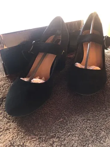 Sapato Feminino Boneca Preto Camurça