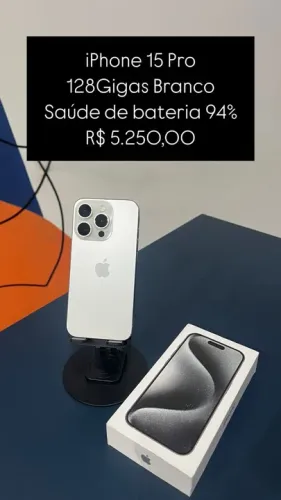 iPhone 15 Pro 128GB Branco Saúde de bateria 94% R$ 5.250,00 Semi Novo | Loja Física |