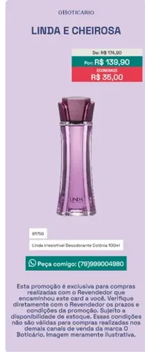Vendo Linda Irresistível Boticário