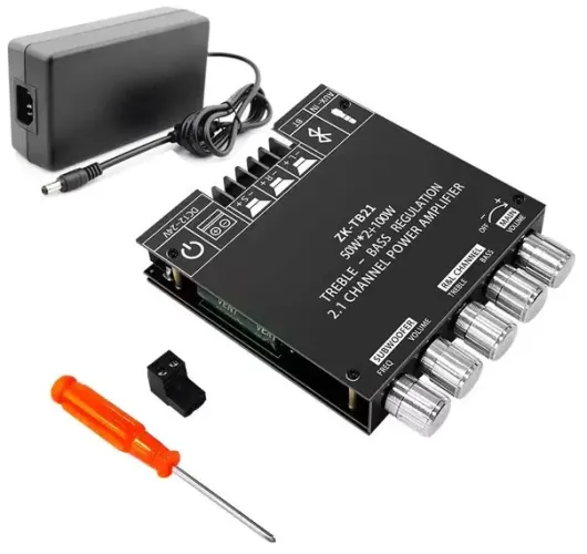 Amplificador Zk-tb21 200W RMS + Bluetooth + 2.1 Canais + Fonte 24V 5A