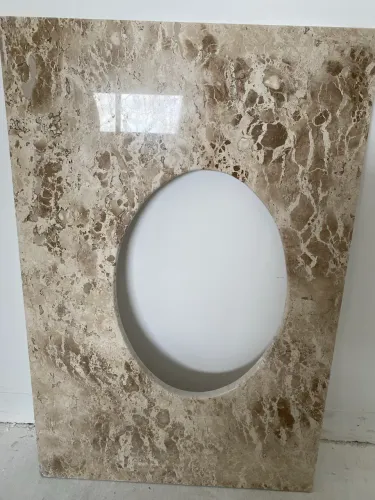 Pia banheiro Mármore Travertino 83x54 cm com Cuba Deca