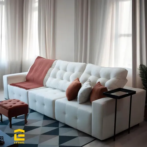 Sofá Modular Branco de Couro - Novo