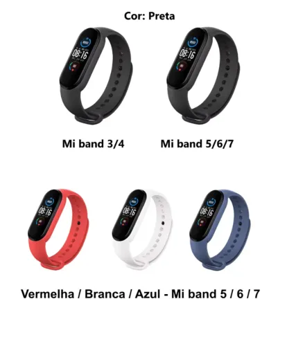 Pulseira silicone Mi band 3, 4, 5, 6 e 7 R$ 20,00
