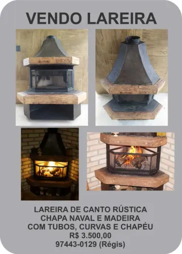 Lareira Chapa Naval Rústica + 7 Tubos e Chapéu (6 metros de tubos) excelente condições 