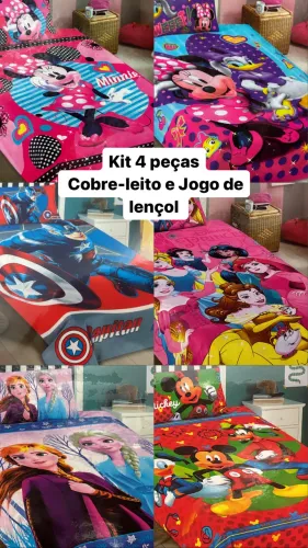 Kit colcha infantil | Cobre-leito | Personagens