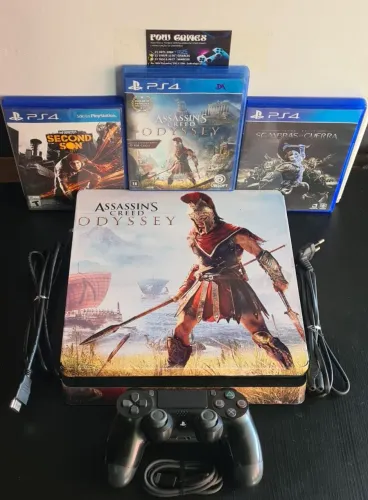 PS4 SLIM 500GB+SKIN (SEMI-NOVO) C/ GARANTIA TOTAL DE 3 MESES_ SOMOS LOJA FÍSICA EM CAXIAS 