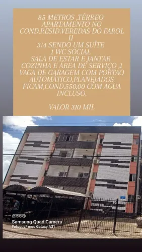 Apartamento Na Gruta no Cond Veredas do Farol próximo ao Terminal da Rotary 