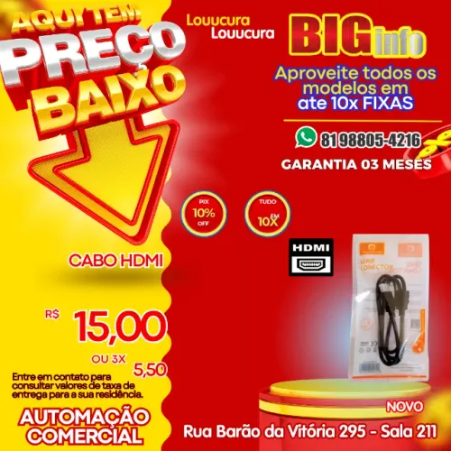 Cabo de vídeo compatível com hdmi