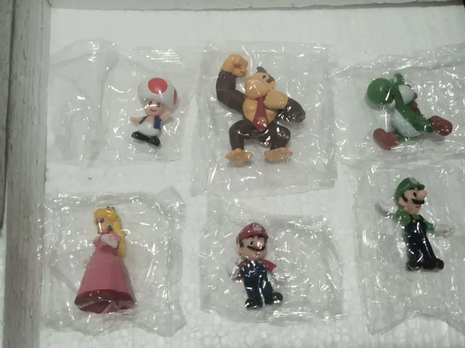 kit 6 bonecos Super Mario e Amigos Miniatura Mario Bros 