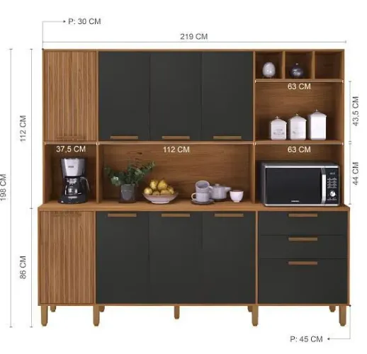 Armário de Cozinha Completo - Elegância e Organização