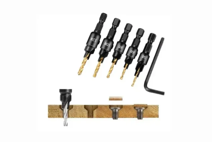 Broca Roteador Para Perfurar Madeira, Escareadores Ajustáveis 05pcs 