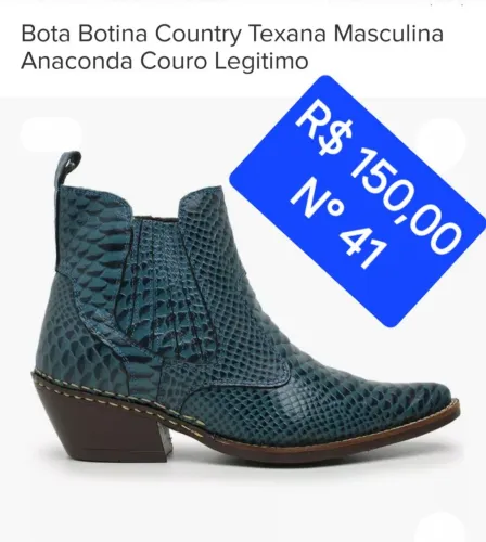 Bota Country Texana Masculina Anaconda Couro Legítimo