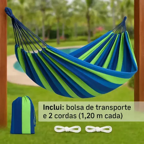 Rede De Descanso Para Casal Azul/Verde Lima