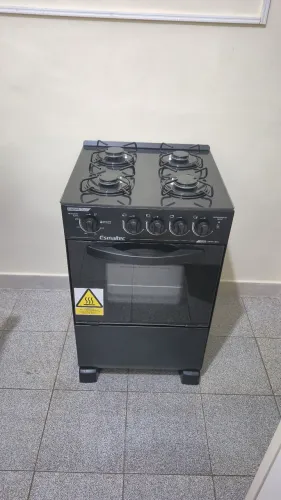 Fogão 4 Bocas Mesa de Vidro Esmaltec Preto + Acendimento Automático Caribe Glass