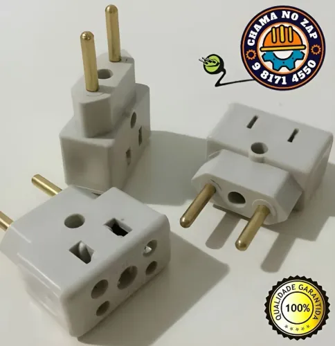 Adaptador de tomada 2 pinos para 3 pinos