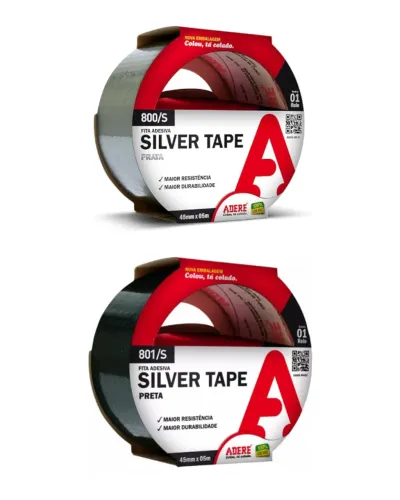 Fita Silver Tape Prateada e Preto Adere 800S 45MMX05M