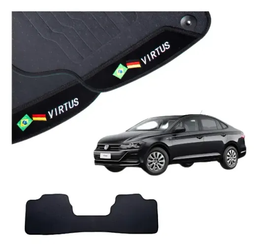 Jogo De Tapete Impermeável Personalizado Virtus Volkswagen Preto