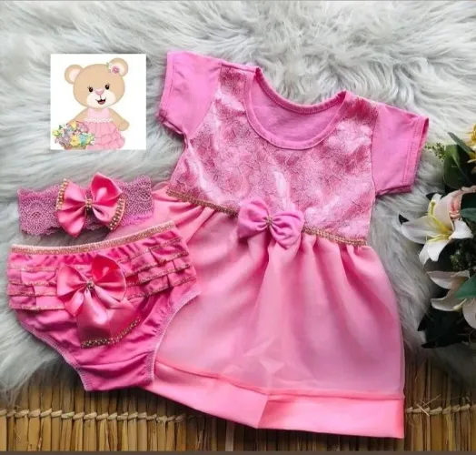 Conjunto de Vestido e calcinha para Bebê