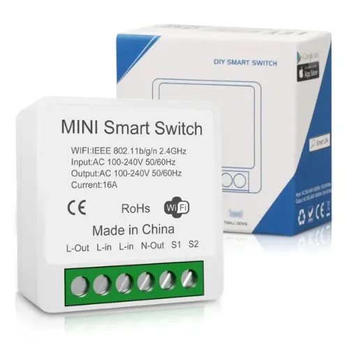 Mini Módulo Interruptor Tomada Inteligente Wifi Wireless Sem Fio 2 Vias 16A Alexa Google