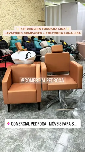 Kit cadeira e lavatório de salão cuba de fibra