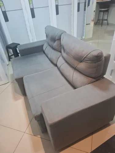 Sofá Retrátil 3 lugares Cinza