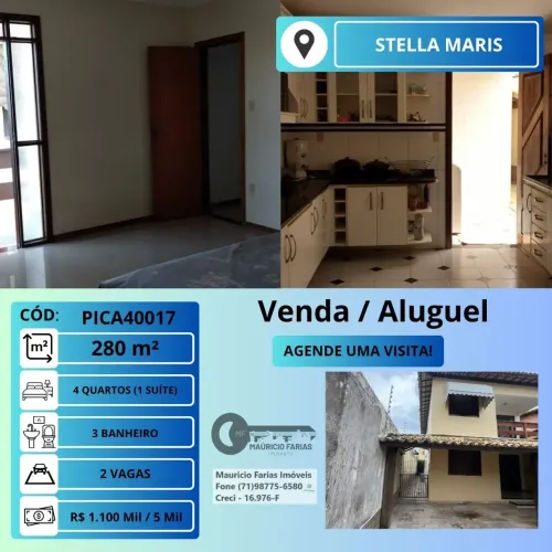 VENDO OU ALUGO CASA 4 QUARTOS COM 1 SUÍTE EM STELA MARES
