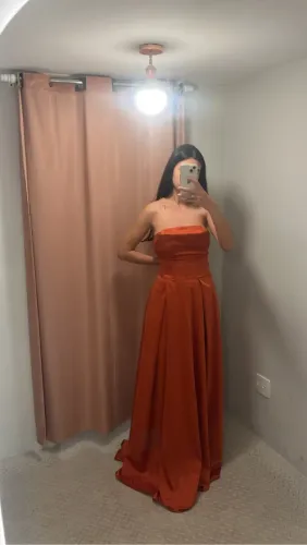 Vestido longo tomara que caia laranja