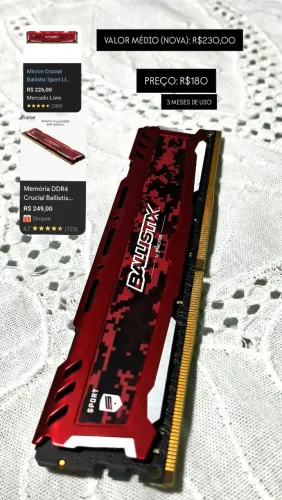 Memória DDR4 Crucial Ballistix Sport Lt 8GB 2400MHZ  PROMOÇÃO BLACK FRIDAY!!