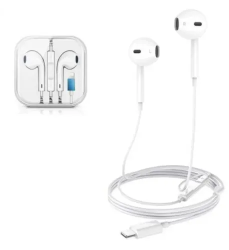 Fone de Ouvido com fio Compatível iPhone 7/8/x/xr/xs da cor Branco