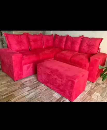 Sofa de Canto Vermelho 5 Lugares