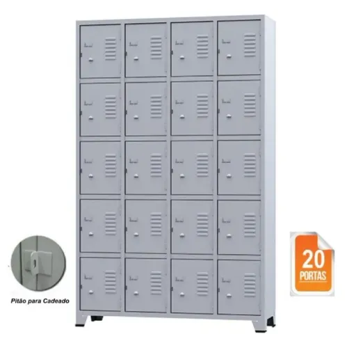 Roupeiro de Aço 20 portas Pequenas - 1,96×1,23×0,36m - CZ/CZ varios modelos